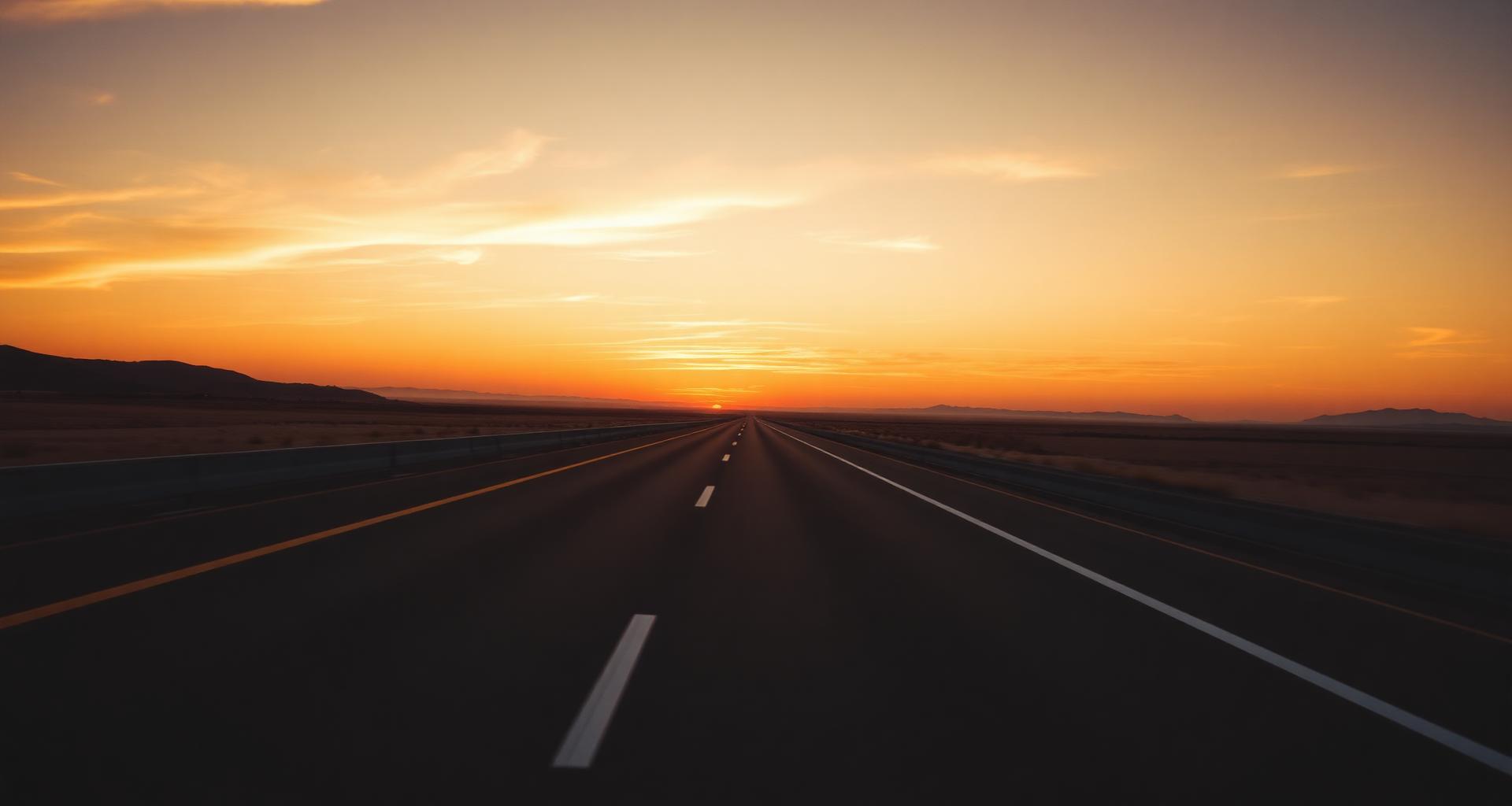 Open highway at sunset